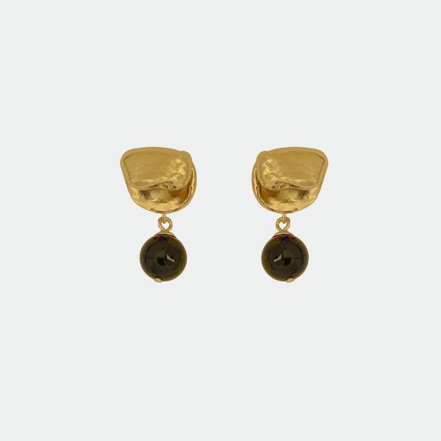 Onyx Folding Earrings Gold