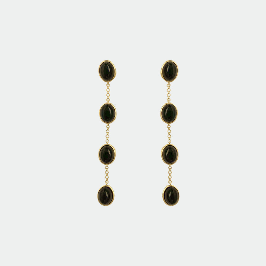 Onyx String Earrings Gold