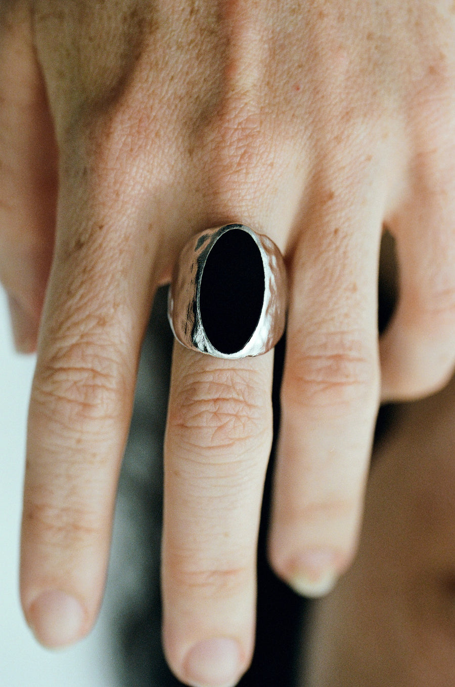 Onyx / Red Oval Ring