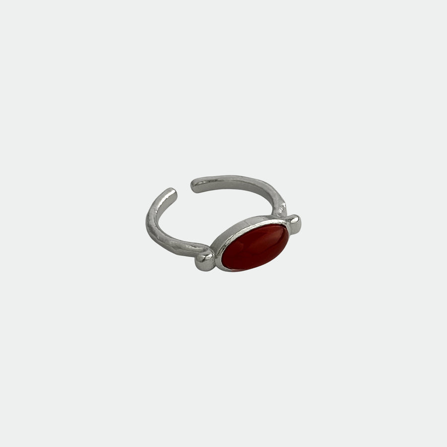 Onyx / Red / White Agate 70s Slim Ring